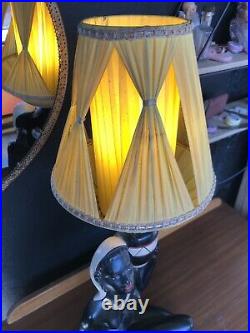 Vintage 1950s Era Chalkware Plaster Lady Woman Retro Tiki Lamp