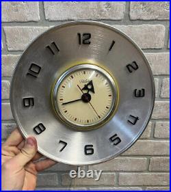 Vintage 1950s Mid Century Modern Telechron Spun Aluminum Retro Wall Clock MCM