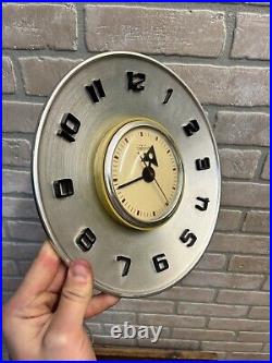 Vintage 1950s Mid Century Modern Telechron Spun Aluminum Retro Wall Clock MCM