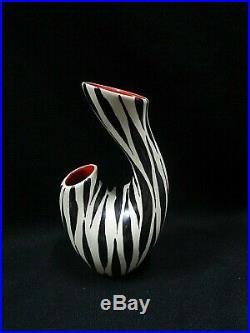 Vintage 1950s Retro BESWICK Zebra Zebretta Pattern Vase 1371 Mid Century Red