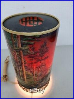 Vintage 1956 L. A. Goodman Forest Fire Motion Lamp Clean With Original Box UP