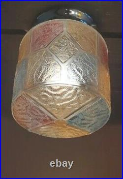 Vintage 1960's-1970's Retro Mid Century Glass Ceiling Light Fixture 2 Available
