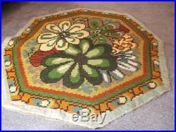 Vintage 1960's Floral Polygon Shaped Rug Retro Mid-Century Scandi Home MCM