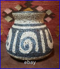 Vintage 1960's Lapid Israel Pottery Vase Lava Glaze Mid Century Modern