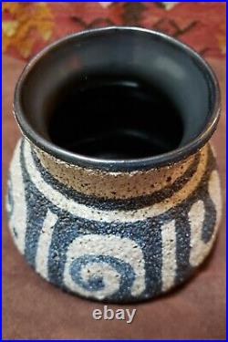 Vintage 1960's Lapid Israel Pottery Vase Lava Glaze Mid Century Modern