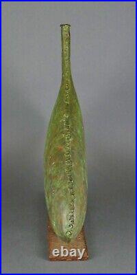 Vintage 1960's MCM Verdigris Copper Weed Pot Bottle Sculpture Brutalist Vase