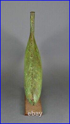 Vintage 1960's MCM Verdigris Copper Weed Pot Bottle Sculpture Brutalist Vase