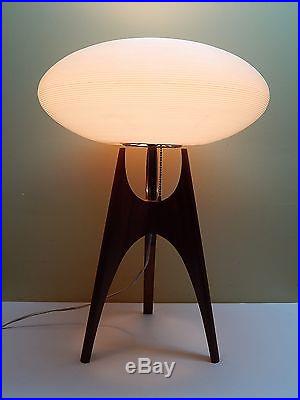 Vintage 1960's Mid Century Modern Retro Space Age Sputnik Teak Tripod Lamp