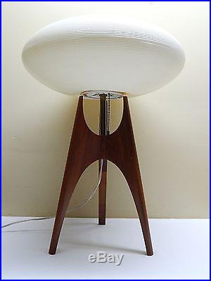 Vintage 1960's Mid Century Modern Retro Space Age Sputnik Teak Tripod Lamp