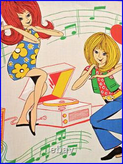Vintage 1960's orig. Mid century jukebox dancing girls hippie curtains panels