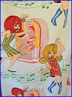 Vintage 1960's orig. Mid century jukebox dancing girls hippie curtains panels