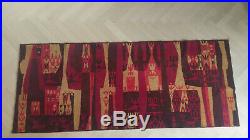 Vintage 1960's retro wall tapestry rug carpet, Mid Century design, red