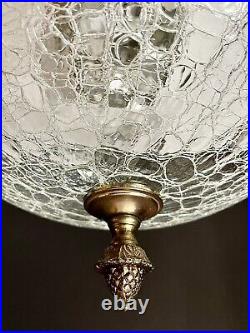 Vintage 1960s 70s Retro Mid Century Modern Crackle Glass Ceiling Light Fixture