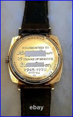 Vintage 1960s Mid Century Modern BULOVA M9 Accutron Watch 14KT Gold Filled Case