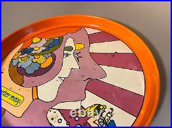 Vintage 1960s Peter Max Pop Art / Psychedelic metal Serving Tray