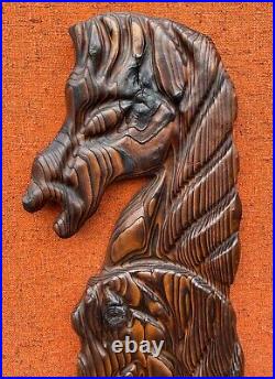 Vintage 1960s Witco Wood Horses Equestrian Wall Hanging Mid Century Modern Tiki