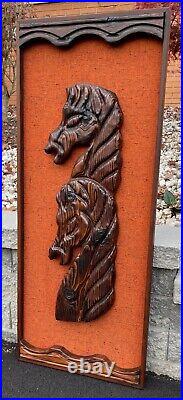 Vintage 1960s Witco Wood Horses Equestrian Wall Hanging Mid Century Modern Tiki