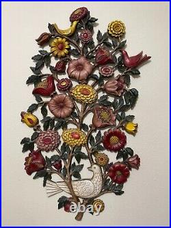 Vintage 1965 Syroco Birds & Flowers Resin Wall Art Mid Century Retro Plaque USA