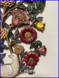Vintage 1965 Syroco Birds & Flowers Resin Wall Art Mid Century Retro Plaque USA