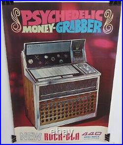 Vintage 1968 ROCK-OLA Jukebox PSYCHEDELIC MONEY-GRABBER 29x20 Poster FREE SHIP