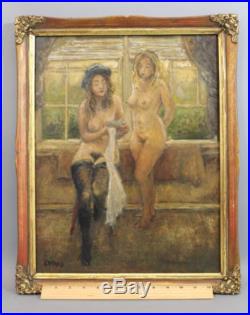 Vintage 1970 Authentic, Roy Collins, Two Nude Women Oil Painting NR