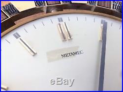 Vintage 1970's Metamec Sunburst Quartz Wall Clock Mid Century Wood Brass Retro
