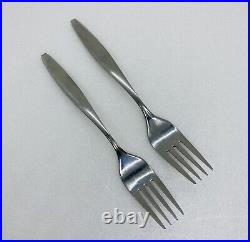 Vintage 1970s Stainless Steel Dinner Desert Fork Set 6 Solid Handle 18