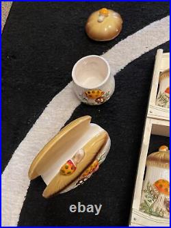 Vintage 1978 Sears Roebuck Merry Mushroom Spice Shaker Jars Table Set And More