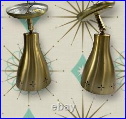 Vintage 2 Mid Century Atomic Cone Gold Sconce Ball Joint Adjustable Wall Lights