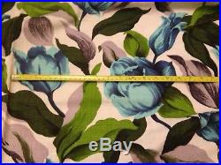 Vintage 50's Retro Mid Century Bark Cloth Curtains Roses 80 D x 88 W