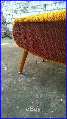 Vintage 60's Atomic Orange Footstool Sewing Box Sputnik Mid Century MCM Retro