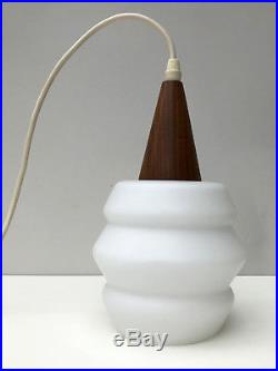 Vintage 60s DANISH Ceiling Pendant Light TEAK Retro Mid Century Chandelier Lamp