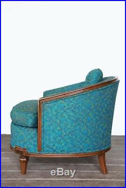 Vintage 60s Mid Century Modern Blue Atomic Retro Barrel bucket blue chair
