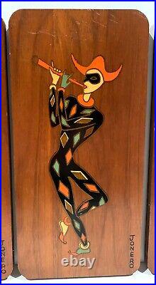 Vintage 60s Mid Century Modern Wood JONERO Wall Art LOT of 4 Harlequin RARE