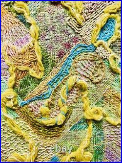 Vintage 60s Tapestry Mid-Century Modern YARN Art Woven WOOL NEEDLEWORK Retro Sew