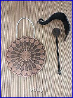 Vintage 7 Metal Gong with Wrought Iron Wall Hanger West Germany Meditation MCM