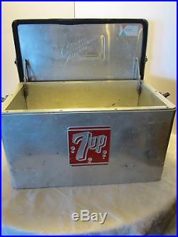 Vintage 7 UP Cronstroms Ice Chest Cooler Alcoa Aluminum Mid-century Retro 1950s