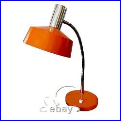 Vintage 70s Desk Lamp Orange Metal Gooseneck Retro Mid Century MCM Germany