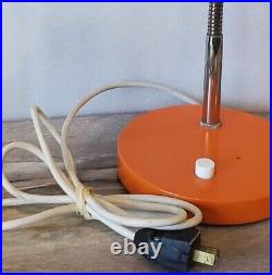 Vintage 70s Desk Lamp Orange Metal Gooseneck Retro Mid Century MCM Germany