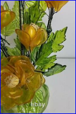 Vintage Acrylic Lucite Wire Flowers Resin Sculpture Mid Century Mod Kitsch Decor