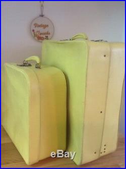 Vintage Antler Luggage Yellow 1950s C/w Hangers Matching Retro Mid Century Prop