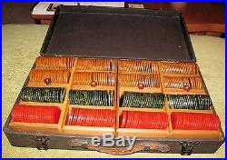 Vintage Art Deco Bakelite Marbled 399 Black Red Butterscotch Poker Chips & Case