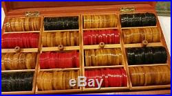 Vintage Art Deco Bakelite Marbled 461 Black Red Butterscotch Poker Chips & Case