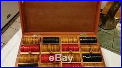 Vintage Art Deco Bakelite Marbled 461 Black Red Butterscotch Poker Chips & Case