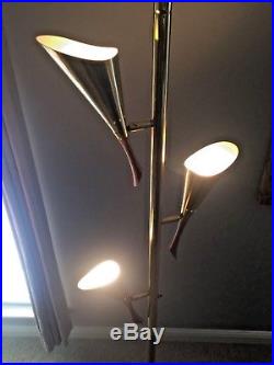 Vintage Atomic Retro MID Century Modern Floor Ceiling 3 Cone Tension Pole Lamp