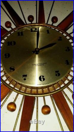 Vintage Atomic Starburst Westclox Nocord Mid Century Wall Clock for Repair