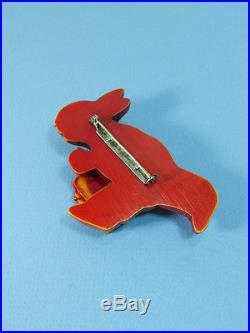 Vintage BAKELITE'OFF TO SCHOOL' Articulated Rabbit Pin with Pivoting Arm