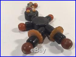Vintage Bakelite Black African Tykie Crib Toy Black Amber Cherry