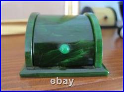 Vintage Bakelite Green Ring Box Marbleized Green