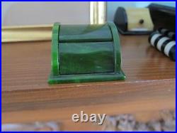 Vintage Bakelite Green Ring Box Marbleized Green